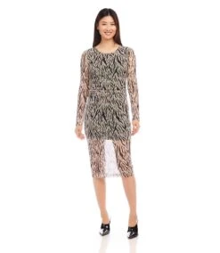 Side Shirred Midi Mesh Dress -Karen Kane Store karenkane 2024 fall 3L12600 TWB 00 1