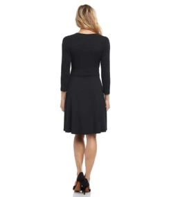 Petite Size Faux Wrap Drape Dress 10 Petite Size Faux Wrap Drape Dress -Karen Kane Store karenkane 2024 spring 3L95576P BLK 004