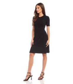 Petite Size Short Sleeve A-Line Dress 9 Petite Size Short Sleeve A-Line Dress -Karen Kane Store karenkane 2024 spring L14353 BLK 002