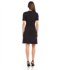 Petite Size Short Sleeve A-Line Dress 10 Petite Size Short Sleeve A-Line Dress -Karen Kane Store karenkane 2024 spring L14353 BLK 003
