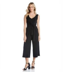 Petite Size Tie-Front Travel Jumpsuit 10 Petite Size Tie-Front Travel Jumpsuit -Karen Kane Store karenkane 2024 spring L46132P BLK 004