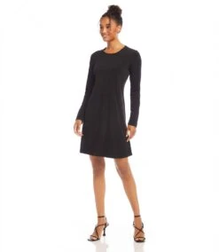 Long Sleeve Travel Jersey Dress -Karen Kane Store karenkane 2024 spring L51501 BLK 003