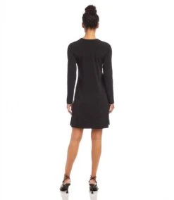 Long Sleeve Travel Jersey Dress -Karen Kane Store karenkane 2024 spring L51501 BLK 004