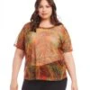 Plus Size Short Sleeve Mesh Top -Karen Kane Store karenkane 2024 summer 2L02537W PRT 001