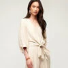 Blouson Sleeve Tie-Front Top 1 Blouson Sleeve Tie-Front Top -Karen Kane Store karenkane 2024 summer 2L21501 ECR 000
