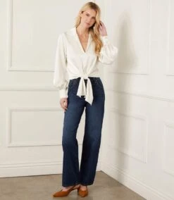 Satin Tie Front Top 11 Satin Tie Front Top -Karen Kane Store karenkane 2024 winter 4L11814 CRE 00