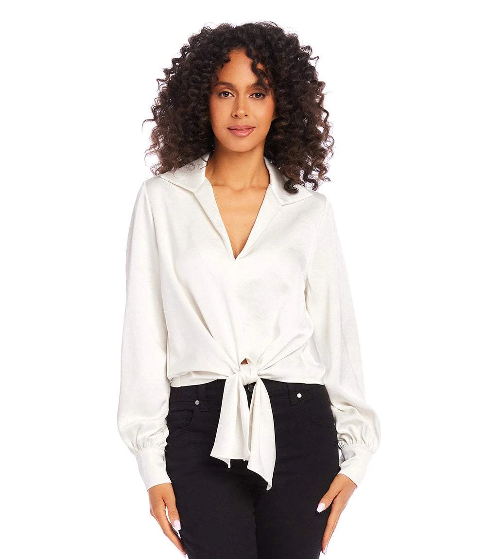 Satin Tie Front Top 4 Satin Tie Front Top - Image 2