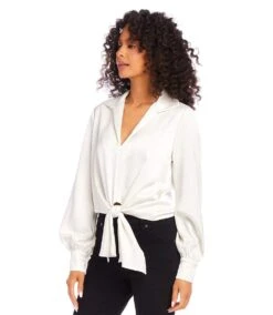 Satin Tie Front Top 10 Satin Tie Front Top -Karen Kane Store karenkane 2024 winter 4L11814 CRE 00 2