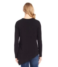 Petite Size Embellished Asymmetric Top -Karen Kane Store karenkane 2024 winter 4L13033P BLK 00 3