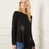 Petite Size Embellished Asymmetric Top -Karen Kane Store karenkane 2024 winter 4L13033P BLK 00 4