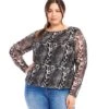 Plus Size Mesh Long Sleeve Top -Karen Kane Store karenkane 2024 winter 4L17802W PRT 00 1