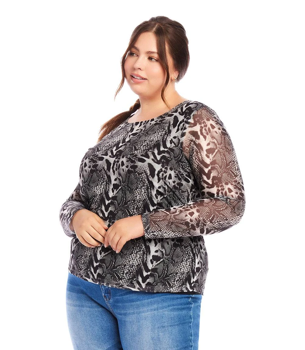 Plus Size Mesh Long Sleeve Top 4 Plus Size Mesh Long Sleeve Top - Image 2
