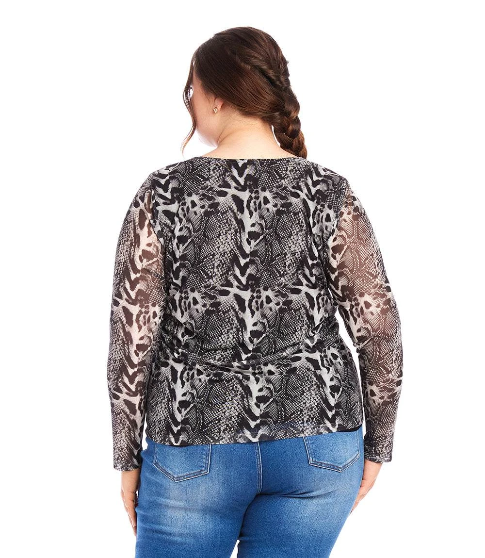 Plus Size Mesh Long Sleeve Top 5 Plus Size Mesh Long Sleeve Top - Image 3