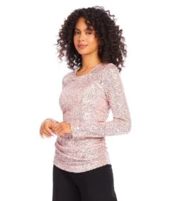 Sequin Side Shirred Top -Karen Kane Store karenkane 2024 winter 4L30504 PIN 00 2